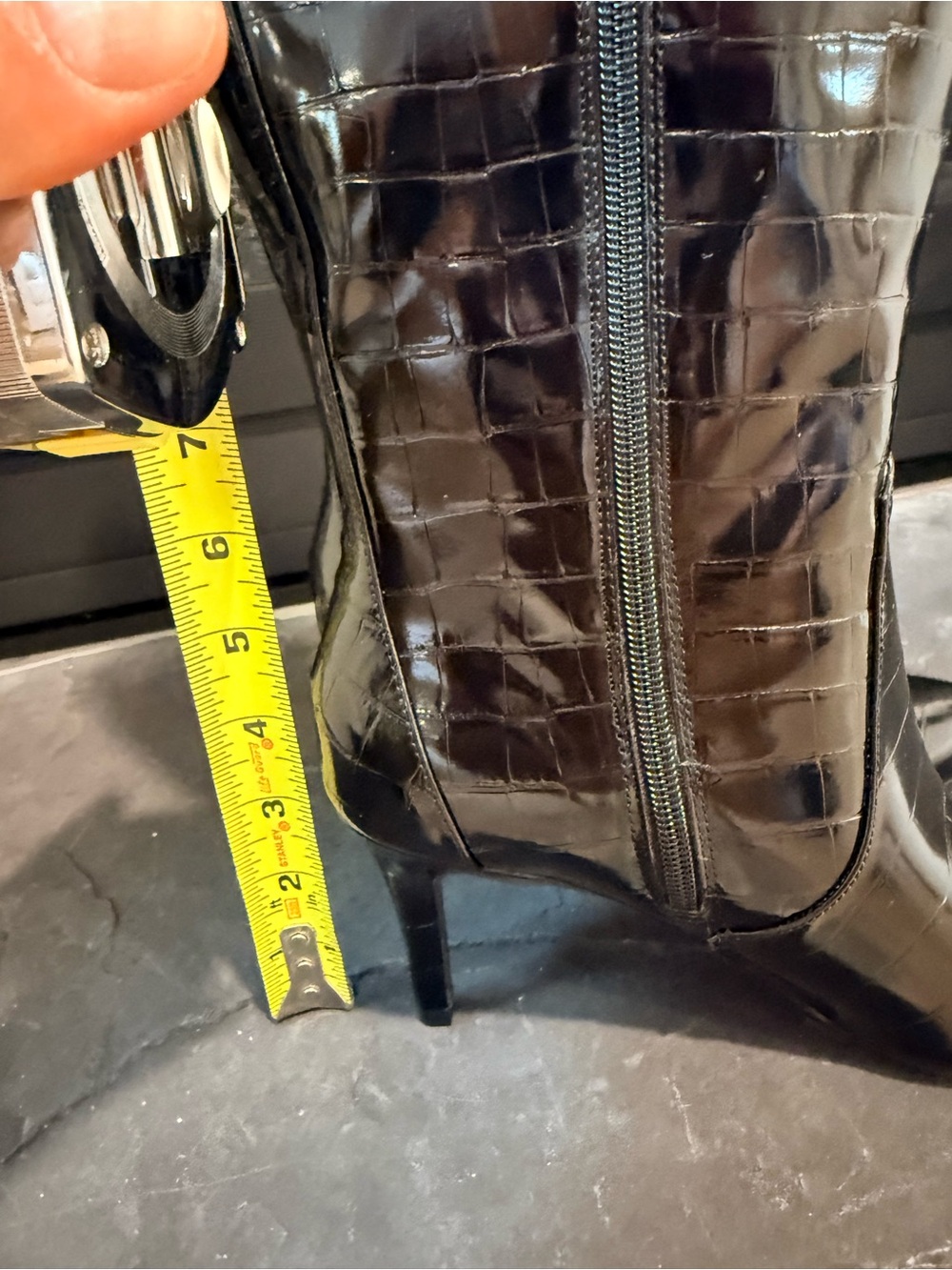 Worthington Black Croc Embossed Knee High Pointed Toe Boots Women’s 8.5 - Picture 4 of 4